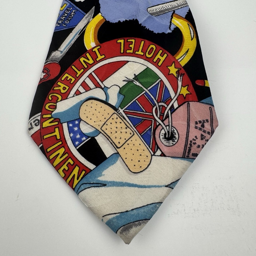 Nicole Miller VTG 1991 Hotel Intercontinental Silk Tie Travel Novelty